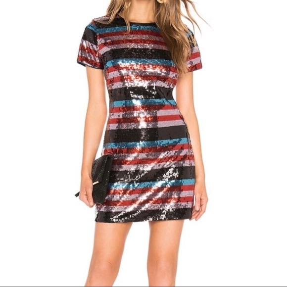 Lovers & Friends Sequin Striped Mini Dress Size XS - Picture 1 of 7